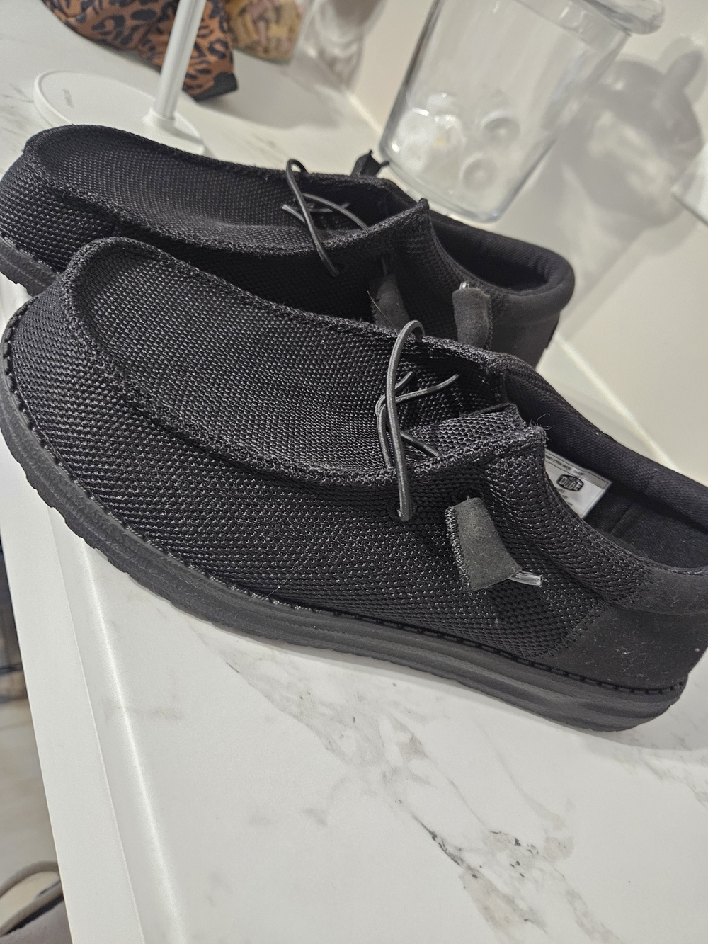 Hey Dude Men's Black Canvas Slip-On Loafers - Lightweight Comfort - Picture 4 of 5